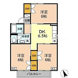今泉ハイツA 3DKの間取図画像
