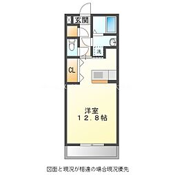 ビアンシュール美園 3階ワンルームの間取り