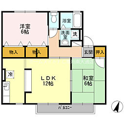 ヴィラ・ロワイヤル　壱番館 2階2LDKの間取り