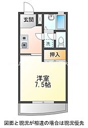 メゾンエーデルワイス 1Kの間取図画像