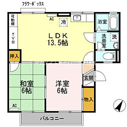 セジュール二見A 2LDKの間取図画像