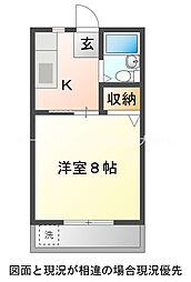 フォーテック牛久保寮 1Kの間取図画像