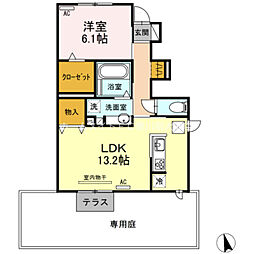 ボヌール東新 1LDKの間取図画像