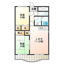 エトワール萩山 2LDKの間取図画像