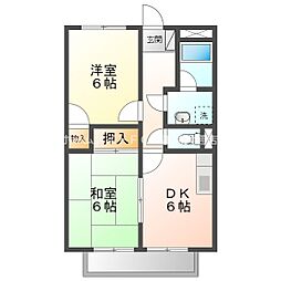 SURPLUS2ホワイト 2DKの間取図画像