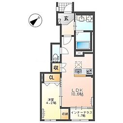 ニュークラリス 1LDKの間取図画像