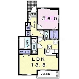 スモーキークォーツ 1LDKの間取図画像