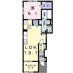 サンシャインフラワー 1LDKの間取図画像