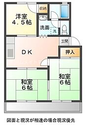 エルハイム森 3DKの間取図画像