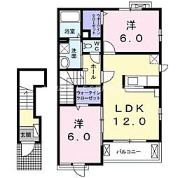 シャルマン桜D 2LDKの間取図画像