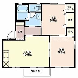 シェモワ大崎D 2LDKの間取図画像