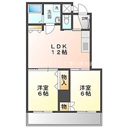 豊川支店マンション 2LDKの間取図画像