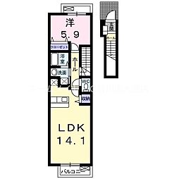 スウィートノーブルB 1LDKの間取図画像