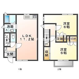 ビートルタウンアルル街E 2LDKの間取図画像