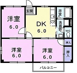 ハイツ東野地B 3DKの間取図画像
