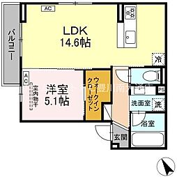 D-avance諏訪 1LDKの間取図画像