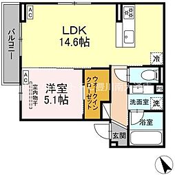 D-avance諏訪 1LDKの間取図画像