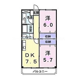 メゾン・ド2000 2DKの間取図画像