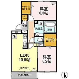 ソレーユ野路 2LDKの間取図画像