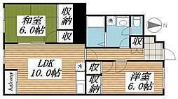 サンライズ'97 2LDKの間取図画像