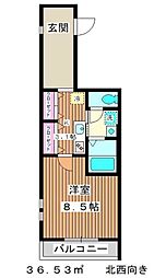ヘーベルメゾンときわ台 1Kの間取図画像