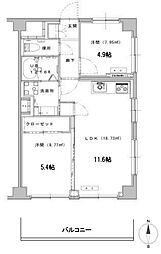 エクロール蓮根 2LDKの間取図画像