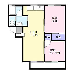 さくらハイツ大田原 2LDKの間取図画像