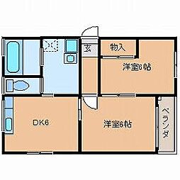 リエスさくら駅東 2DKの間取図画像