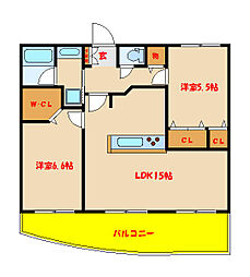 プレステージ西明石駅前グランディール 2LDKの間取図画像