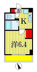 JR総武線 船橋駅 徒歩12分の賃貸マンション 5階1Kの間取り