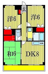 JR武蔵野線 市川大野駅 徒歩21分の賃貸アパート 2階3DKの間取り