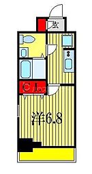 JR総武線 下総中山駅 徒歩4分の賃貸マンション 8階1Kの間取り