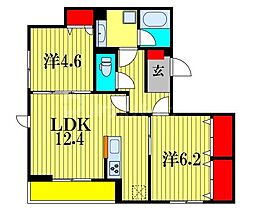 市川市大和田2丁目アパート 2LDKの間取図画像