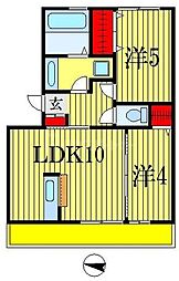 グランドゥールヒル1 2LDKの間取図画像