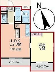 rcレジ大和田 1LDKの間取図画像