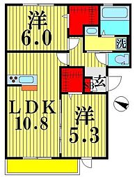 リヴェール 2LDKの間取図画像