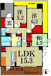 Brillia草加 13階3LDKの間取り