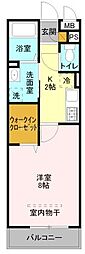 ベルレージュエム 1Kの間取図画像