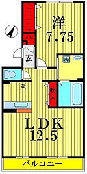 リビングタウン北越谷B 1LDKの間取図画像