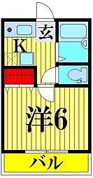 キングハウス2氷川町 1Kの間取図画像