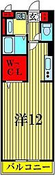 メルヴェーユ花水木2 ワンルームの間取図画像