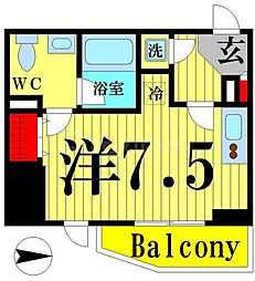 ライブコート草加 ワンルームの間取図画像