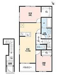 リーブルファイン越谷蒲生 2LDKの間取図画像