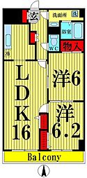 クレドール草加 2LDKの間取図画像