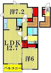 カーサセレナ2 2LDKの間取図画像