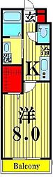 ベルレージュエム 1Kの間取図画像