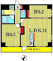 旭ビルサンライズレジデンス 2LDKの間取図画像