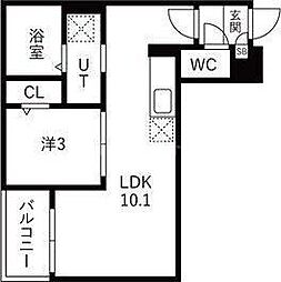 越谷市蒲生3丁目アパート 1LDKの間取図画像