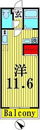 シャンブル英美 ワンルームの間取図画像