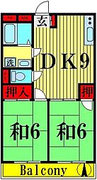 島根ハイツ 2DKの間取図画像